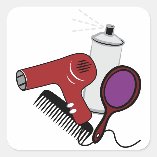 Pegatina Cuadrada Suministros de estilo de pelo (Anverso)