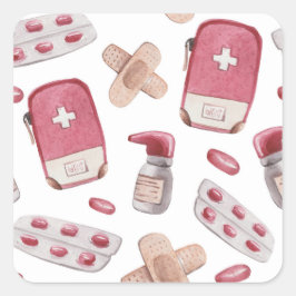 Pegatina Cuadrada Suministros médicos
