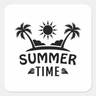 Pegatina Cuadrada Summer Beach Sea Sun Vacation Guay Funny Gift Idea