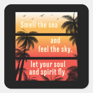 Pegatina Cuadrada Summer Beach Vacation Surf Guay Sea Sun Divertido