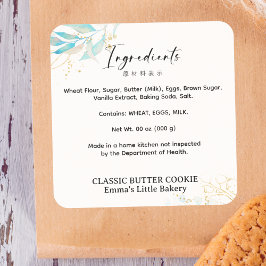 Pegatina Cuadrada Summer Botanical Farmers Market Ingredient Product