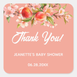 Pegatina Cuadrada Summer Fruit Floral Baby Shower