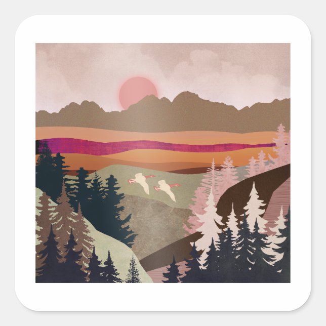 Pegatina Cuadrada Summer Geese (Anverso)