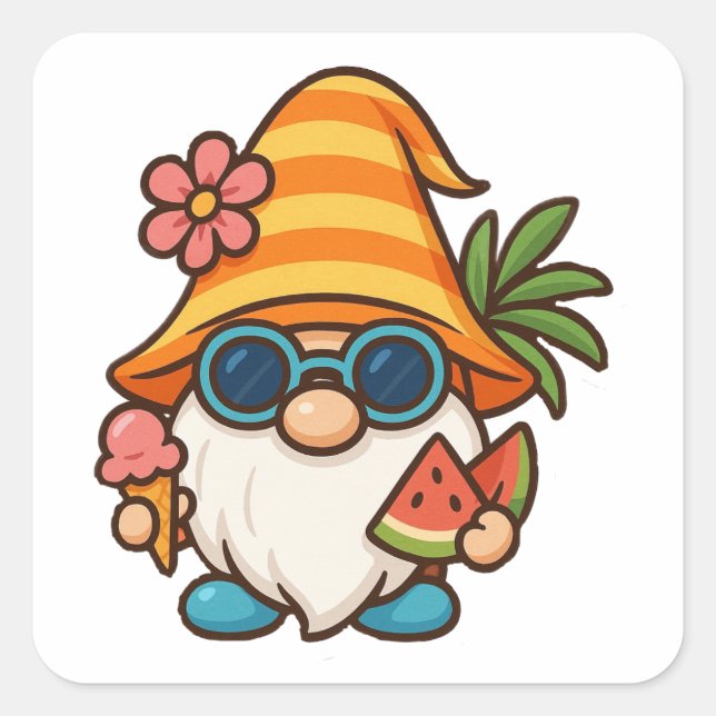 Pegatina Cuadrada Summer Gonk (Anverso)