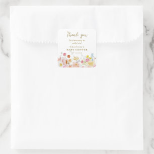 Pegatina Cuadrada Summer Luxe Floral Bloom Baby Shower Gracias