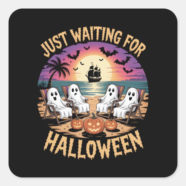 Pegatina Cuadrada Summerween Beach Spooky (Anverso)