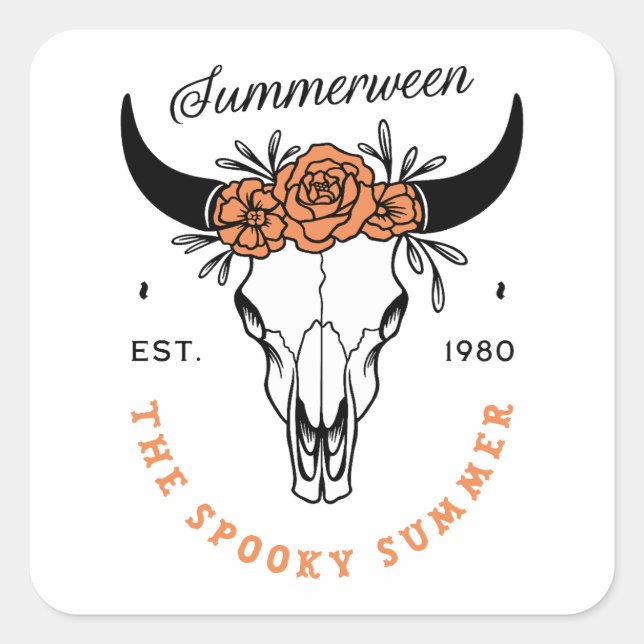 Pegatina Cuadrada Summerween spooky summer party country aesthetic (Anverso)