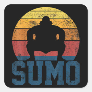 Pegatina Cuadrada Sumo Lucha contra el sumo Lucha contra el vintage
