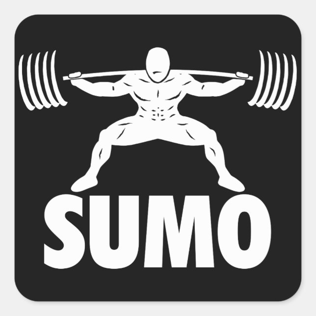 Pegatina Cuadrada SUMO SQUAT - Motivación de elevación de potencia (Anverso)