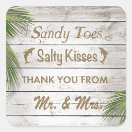 Pegatina Cuadrada Sun Kiss salados Sandy Toes Kiss Gracias