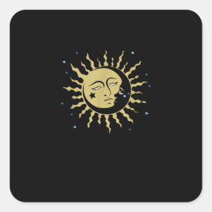 Pegatina Cuadrada Sun Moon con estética de Witch Whimsigoth