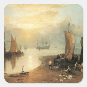Pegatina Cuadrada Sun naciente a través del vapor por Joseph Turner