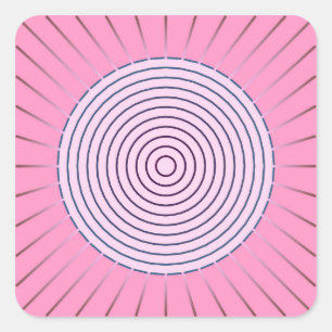 Pegatina Cuadrada Sunburst geométrico moderno - Tonos rosados