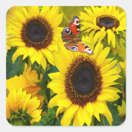 Pegatina Cuadrada Sunflower