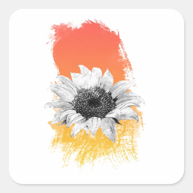 Pegatina Cuadrada Sunflower (Anverso)