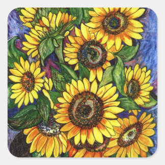 Pegatina Cuadrada Sunflower