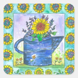Pegatina Cuadrada Sunflower acuático