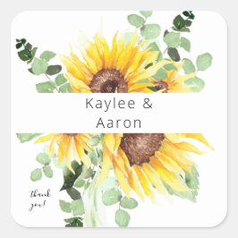 Pegatina Cuadrada Sunflower & Eucalyptus MOD Floral Gracias