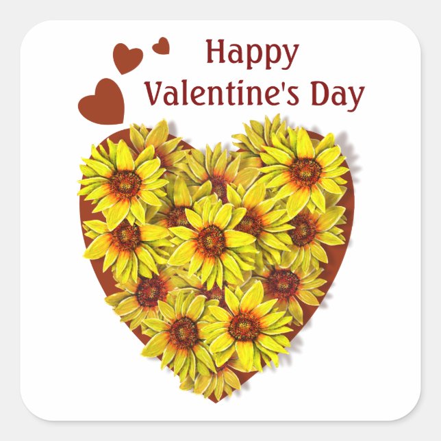 Pegatina Cuadrada Sunflower Heart Sticker (Anverso)