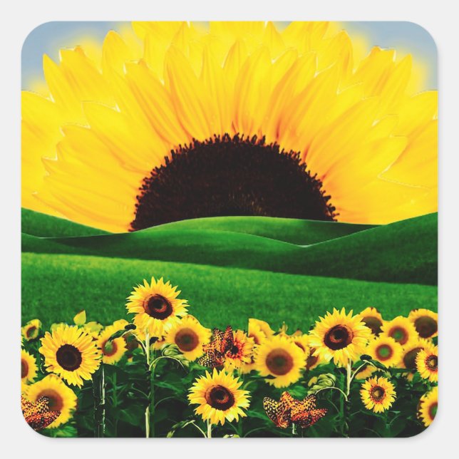 PEGATINA CUADRADA SUNFLOWER HILL (Anverso)