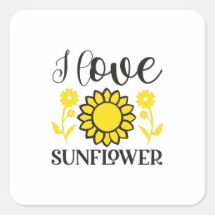 Pegatina Cuadrada Sunflower Lover Amo El Girasol
