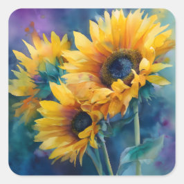 Pegatina Cuadrada Sunflowers