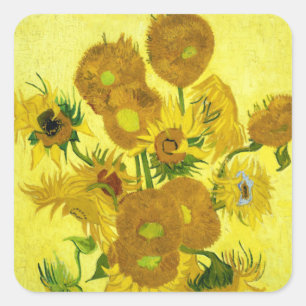 Pegatina Cuadrada Sunflowers Vincent van Gogh