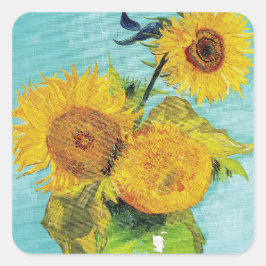 Pegatina Cuadrada Sunflowers Vincent van Gogh