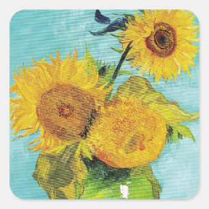 Pegatina Cuadrada Sunflowers Vincent van Gogh