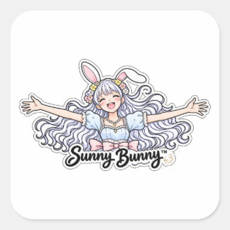 Pegatina Cuadrada Sunny Bunny™ | Personaje Original de Chica Conejo 