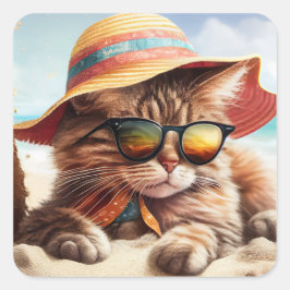 Pegatina Cuadrada Sunny Kitty