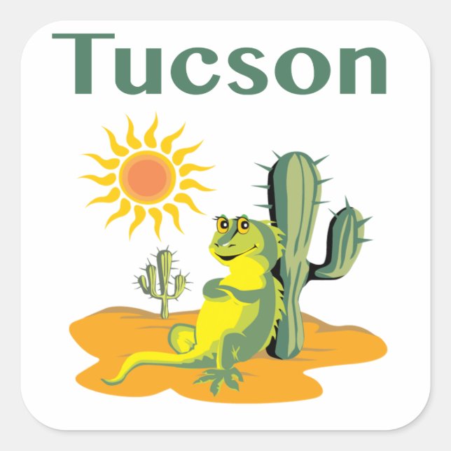Pegatina Cuadrada Sunny Vibes Tucson (Anverso)