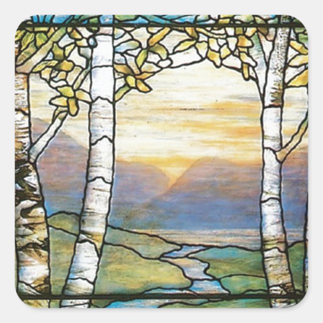 Pegatina Cuadrada Sunrise (Anverso)