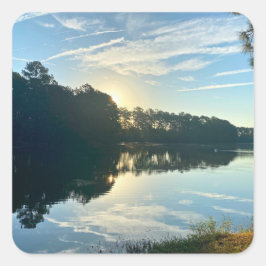 Pegatina Cuadrada Sunrise Over A Georgia Lake