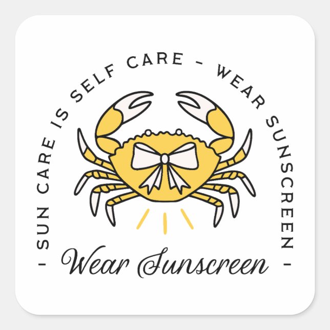 Pegatina Cuadrada Sunscreen spf dermatologist self care sun reminder (Anverso)