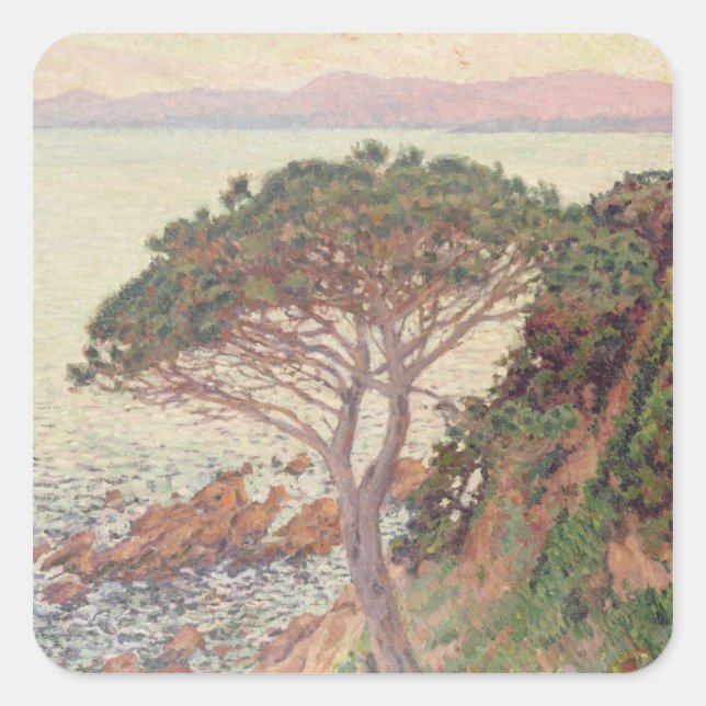 Pegatina Cuadrada Sunset, 1916 (aceite sobre lienzo) (Anverso)