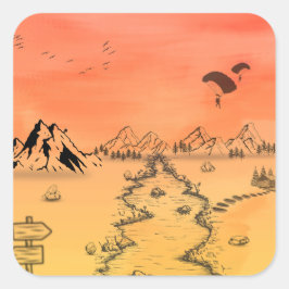 Pegatina Cuadrada Sunset Adventure Path Sticker