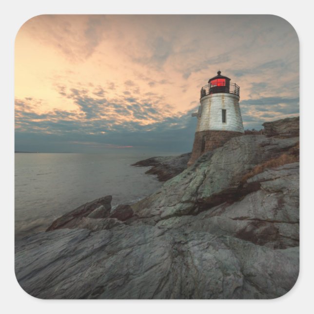 Pegatina Cuadrada Sunset At Castle Hill Lighthouse (Anverso)