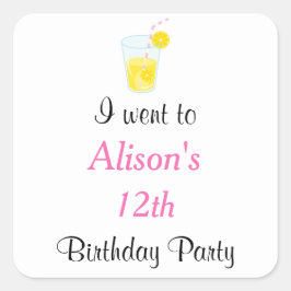 Pegatina Cuadrada Sunshine and Lemonade Cumpleaños