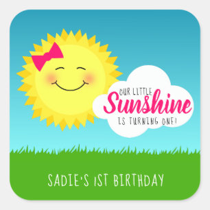 Pegatina Cuadrada Sunshine Birthday Party