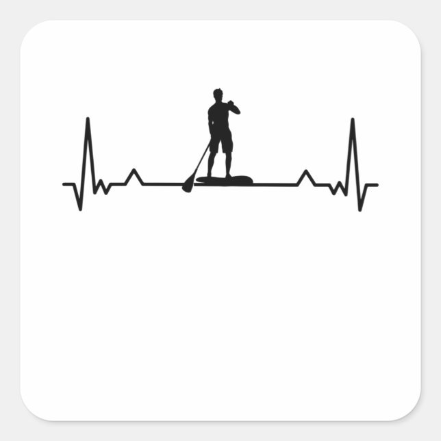 Pegatina Cuadrada SUP Heartbeat Paddle Boarding Gigante (Anverso)