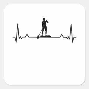 Pegatina Cuadrada SUP Heartbeat Paddle Boarding Gigante