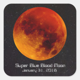 Pegatina Cuadrada Super Blue Blood Moon 2018