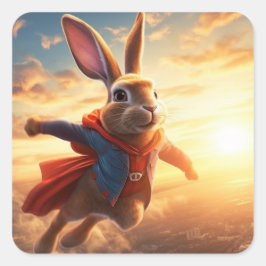 Pegatina Cuadrada Super Bunny