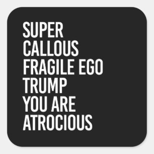 PEGATINA CUADRADA SUPER CALLOUS FRAGILE EGO TRUMP