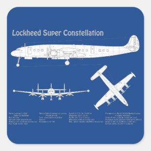 Pegatina Cuadrada Super Constelación Lockheed L-1049 - Planes ABD