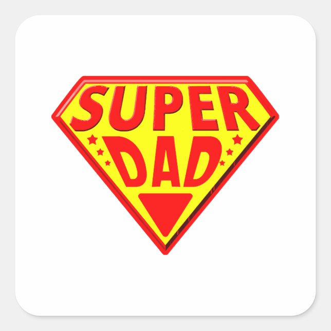 Pegatina Cuadrada Super Dad - Feliz Día de los Padres (Anverso)