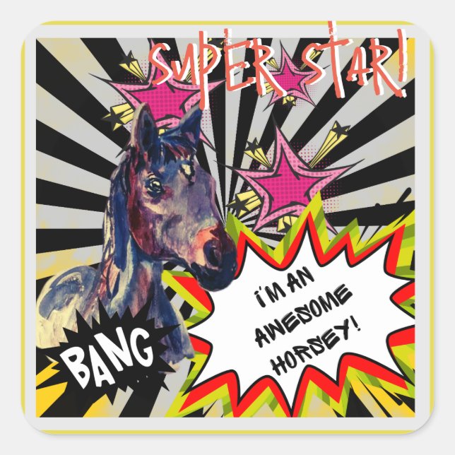 Pegatina Cuadrada súper estrella Jamie BRHM (Anverso)