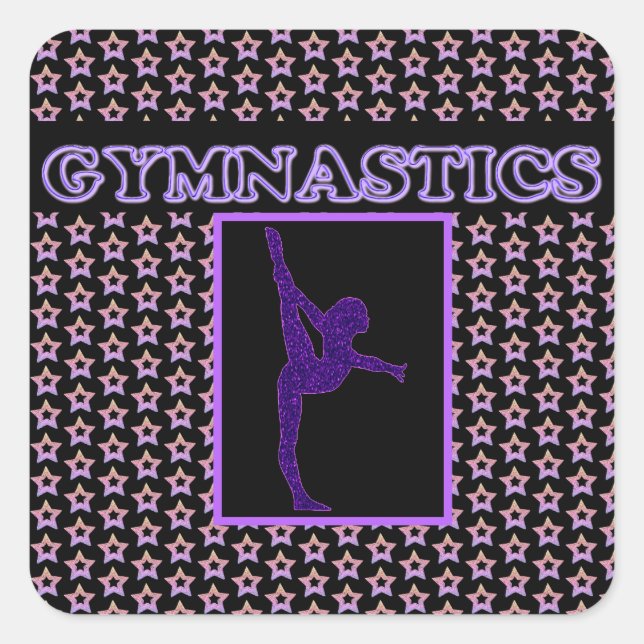 Pegatina Cuadrada Súper Estrellas GIMNASTICAS por doquier (Anverso)