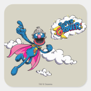 Pegatina Cuadrada Super Grover Vintage